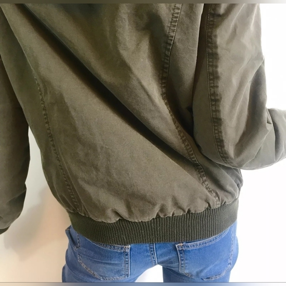 NWOT | G.H. Bass & Co | Bomber Jacket Coat | Fur Trim Hood | L | Olive Green - Picture 7 of 16